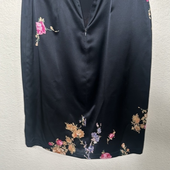 VTG 90s NKT Judy Lee 100% Silk Black Floral Dress Sz 4 Y2K Prom Cocktail Formal - Picture 12 of 13